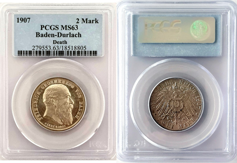 KM# 278; Death of Friedrich; Friedrich I; Silver; Graded by PCGS MS63