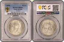 Great Britain ½ Crown 1915. PCGS MS-64