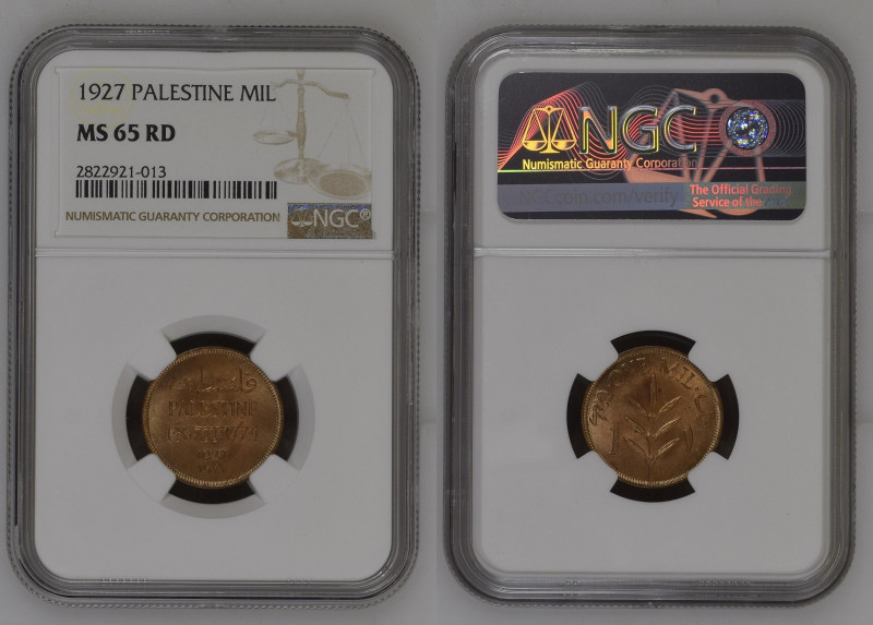 Palestine - 1 Mil - 1927 - NGC MS-65 RD