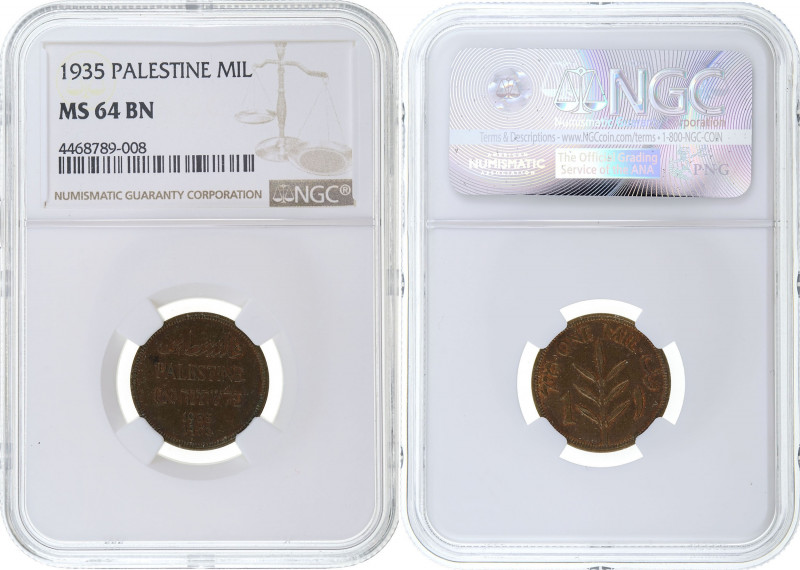 Palestine - 1 Mil - 1935 - NGC MS-64 BN