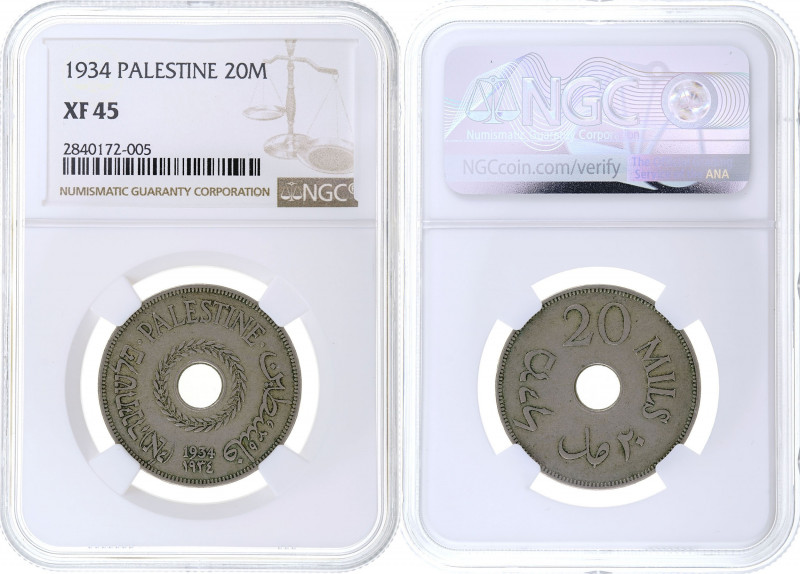 Palestine - 20 Mils - 1934 - NGC XF-45