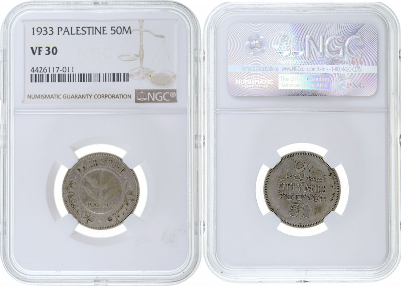 Palestine - 50 Mils - 1933 - NGC VF-30