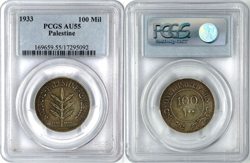 Palestine - 100 Mils - 1933 - PCGS AU-55