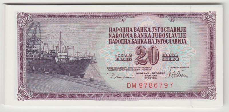 Jugoslavia - Lot of 25 Banknotes - 20 Dinar - 1978 - UNC