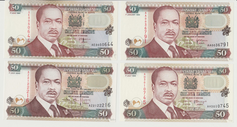 Kenya - 50 Shillings - 1996, 1997, 1998, 2002 - Lot of 4 Banknotes - Pick-36a, b...