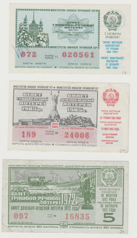 Russia - USSR - Lot of 3 Lottery Tickets