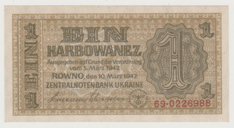 Ukraine - 1 Karbowanez - 1942 - German Occupation - WW II - Pick-49