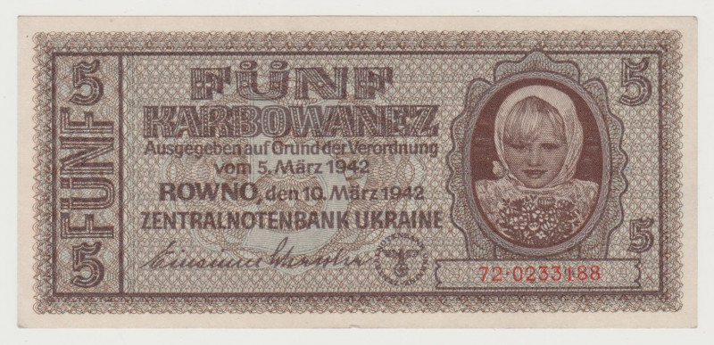 Ukraine - 5 Karbowanez - 1942 - German Occupation - WW II - Pick-51