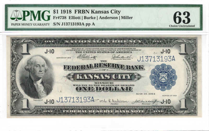 USA - 1 Dollar - 1918 - Kansas City - Fr-738 - PMG-63