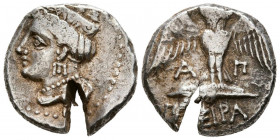 PONTOS, Amisos. Dracma. (Ar. 5,69g/19mm). 345-370 a.C. (HGC 7, 232). Anv: Cabeza ornamentada de Hera con diadema a izquierda. Rev: Búho estante sobre ...