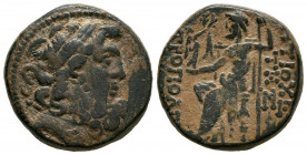 SELEUCIS y PIERIA, Antioquía. Tetrachalkon. (Ae. 6,93g/20mm).Siglo I a.C. (HGC 9, 1370). Anv: Cabeza de Zeus a derecha. Rev: Zeus sentado a izquierda ...