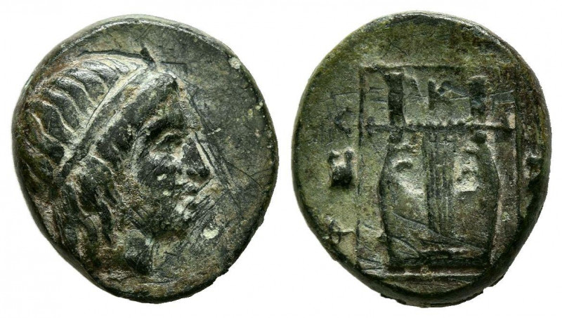 SICILIA, Adranon. Ae13. (Ae. 1,96g/13mm). 339-317 a.C. (SNG ANS 1155). Anv: Cabe...