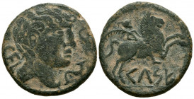 CELSE (Velilla del Ebro, Zaragoza). As. (Ae. 16,64g/31mm). 120-50 a.C. (FAB-773). Anv: Cabeza masculina a derecha, detrás leyenda: CEL, delante dos de...
