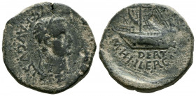 ILERGAVONIA (Tortosa, Tarragona). As. (Ae. 8,79g/24mm). 14-36 d.C. (FAB-1492). Anv: Cabeza laureada de Tiberio a derecha, alrededor leyenda: TI CAESAR...
