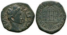 ILICI (Elche, Alicante). Semis. (Ae. 5,36g/21mm). 27 a.C.-14 d.C. (FAB-1519). Anv: Cabeza laureada de Augusto a derecha, alrededor leyenda: AVGVSTVS. ...