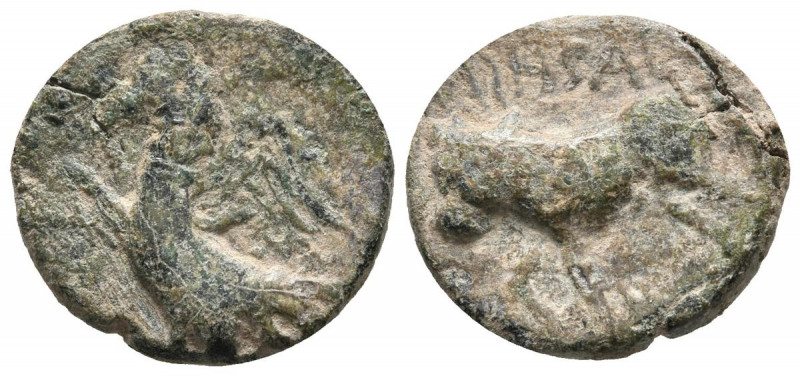 OBULCO (Porcuna, Jaén). Semis. (Ae. 3,92g/18mm). 220-20 a.C. (FAB-1844). Anv: Ag...