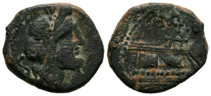 GENS AFRANIA. Semis. (Ae. 4,59g/19mm). 150 a.C. Roma. (Crawford 206/3). Anv: Cab...