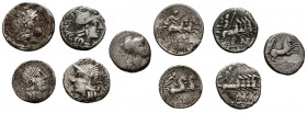 Lote de 5 denarios denarios republicanos. A EXAMINAR.