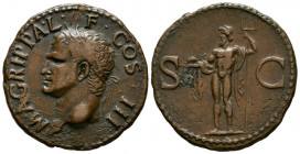 AGRIPA I. As. (Ae. 10,16g/28mm). 37-41 d.C. Roma. (RIC 58). Anv. Cabeza laureada de Agripa a izquierda, alrededor leyenda: AGRIPPA L F COS III. Rev: N...