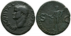 AGRIPA I. As. (Ae. 12,29g/27mm). 37-41 d.C. Roma. (RIC 58). Anv. Cabeza laureada de Agripa a izquierda, alrededor leyenda: AGRIPPA L F COS III. Rev: N...