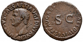 DRUSO. As. (Ae. 10,37g/22mm). 20-21 d.C. Roma. (RIC 45). Anv: Cabeza de Druso a izquierda, alrededor leyenda: DRVSVS CAESAR TI AVG F DIVI AVG N. Rev: ...