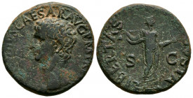 CLAUDIO I. As. (Ae. 11,89g/26mm). 50-54 d.C. Roma. (RIC 113). Anv: Cabeza de Claudio I a derecha, alrededor leyenda: TI CLAVDIVS CAESAR AVG P M TR P I...