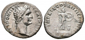 DOMICIANO. Denario. (Ar. 2,88g/20mm). 88-89 d.C. Roma. (RIC 668). Anv: Cabeza laureada de Domiciano a derecha, alrededor leyenda: IMP CAES DOMIT AVG G...