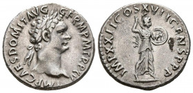 DOMICIANO. Denario. (Ar. 3,55g/18mm). 95-96 d.C. Roma. (RIC 789). Anv: Cabeza laureada de Domiciano a derecha, alrededor leyenda: IMP CAES DOMIT AVG G...