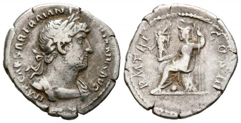 ADRIANO. Denario. (Ar. 2,94g/20mm). 119-122 d.C. Roma. (RIC 78). Anv: Busto laur...