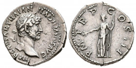 ADRIANO. Denario. (Ar. 3.36g/20mm). 119-120 d.C. Roma. (RIC 225). Anv: Cabeza laureada de Adriano a derecha, alrededor leyenda: IMP CAESAR TRAIAN HADR...