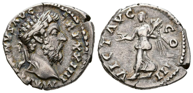 MARCO AURELIO. Denario (Ar. 3,32g/19mm). 169-170 d.C. Roma. (RIC 225). Anv: cabe...