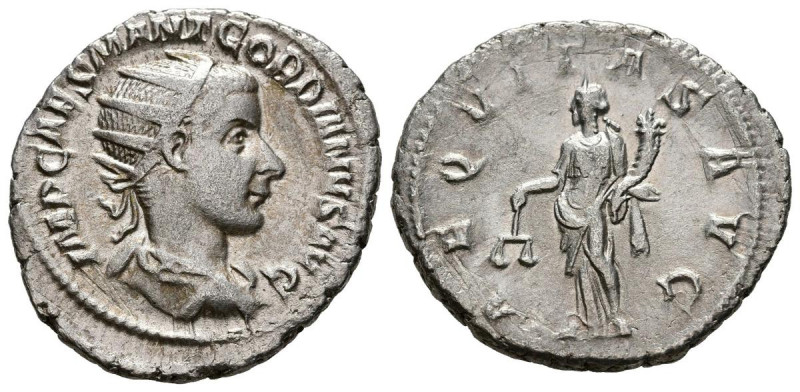 GORDIANO III. Antoniniano. (Ar. 3,79g/23mm). 240 d.C. Roma. (RIC 34). Anv: Busto...