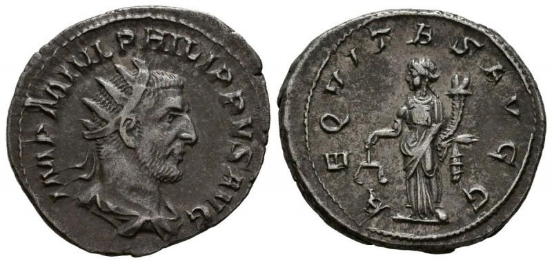 FILIPO I. Antoniniano. (Ar. 3,82g/22mm). 245-247 d.C. Roma. (RIC 27b). Anv: Bust...