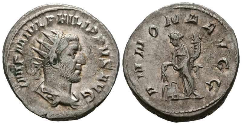 FILIPO I. Antoniniano. (Ar. 4,85g/23mm). 247 d.C. Roma. (RIC 28c). Anv: Busto ra...