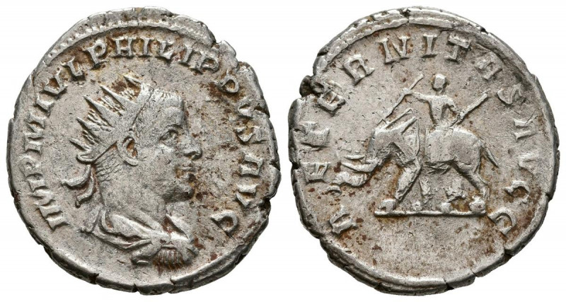 FILIPO I. Antoniniano. (Ar. 4,43g/22mm). 247-249 d.C. Roma. (RIC 58). Anv: Busto...