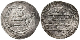 EMIRATO INDEPENDIENTE, Muhammad I. Dirham. (ar. 2,64g/30mm). 269 H. Al-Andalus. (Vives 309; Frochoso no recoge esta variante decorativa). EBC. Ligeros...