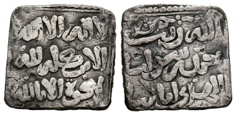 ALMOHADES. Dirham (Ar. 1,51g/14mm). Anónimo. Imam al-Mahdi. Sin Ceca. (Vives 208...