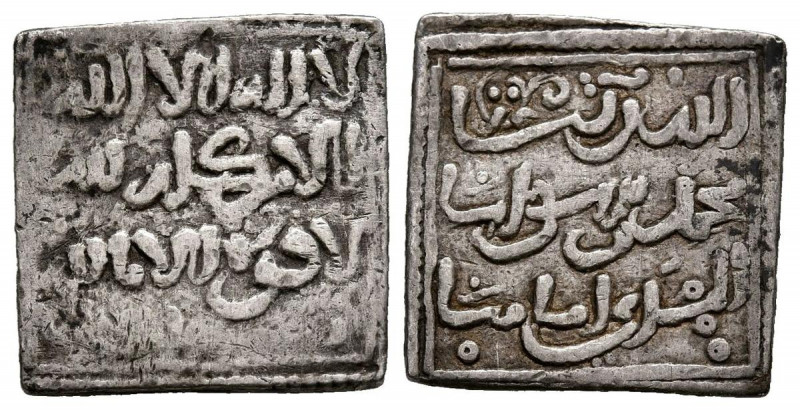 ALMOHADES. Dirham (Ar. 1,54g/14mm). Anónimo. Imam al-Mahdi. Sin Ceca. (Vives 208...