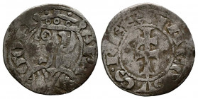 JAIME I (1213-1276). Dinero (Ve. 0,80g/18mm). Aragón. (Cru.V.S 318). Anv: Efigie coronada a izquierda, alrededor leyenda: ARAGON. Rev: Cruz patriarcal...