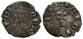 JAIME II (1297-1327). Dinero. (Ve. 1,25g/18mm). Aragón. (Cru.V.S 364). Anv: Busto coronado de Jaime II a izquierda dentro de grafila, alrededor leyend...