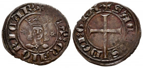 SANCHO I (1311-1324). Dobler (Ve. 1,88g/20mm). Mallorca. (Cru. V.S. 547). Anv: Efigie coronada de frente entre dos estrellas, alrededor leyenda: REX M...