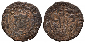 ALFONSO IV (1416-1458). Dinero. (Ae. 0,72g/15mm). Valencia. (Cru. V.S. 868). Anv: Busto coronado de Alfonso IV a izquierda, alrededor leyenda: ALFONSV...