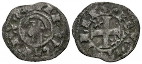 ALFONSO I DE ARAGÓN (1109-1126). Dinero (Ve. 0,71g/18mm). Toledo (FAB-23). Anv: Cabeza a izquierda, alrededor leyenda: ANFVS REX. Rev: Cruz patada con...