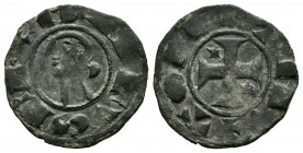 ALFONSO I DE ARAGÓN (1109-1126). Dinero (Ve. 0,73g/16mm). S/D. Toledo (FAB-23). Anv: Cabeza a izquierda, alrededor leyenda: ANFVS REX. Rev: Cruz patad...