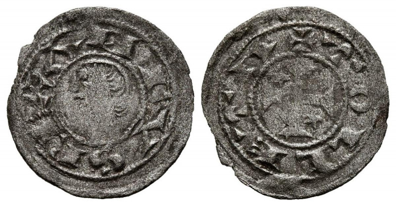 ALFONSO I (1109-1126). Obolo. (Ve. 0,36g/14mm). Toledo. (FAB-26). Anv: Cabeza ma...