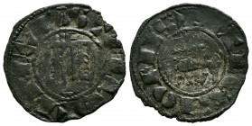 FERNANDO IV (1295-1312). Pepión. (Ae. 0,89g/19mm). Burgos. (FAB-319). Anv: Castillo, debajo B, dentro de gráfila, alrededor leyenda: F REX CASTELLE. R...