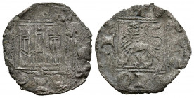 ALFONSO XI (1312-1350). Novén. (Ve. 0,96g/19mm). Sevilla. (FAB-358). Anv: Castillo, debajo S, todo dentro de gráfila cuadrada, alrededor leyenda: ALF ...