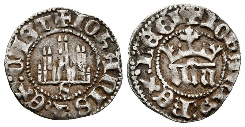 JUAN I (1379-1390). 1/6 Real. (Ve. 0,56g/14mm). Sevilla. (FAB-543). Anv: Monogra...