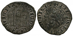 ENRIQUE III (1390-1406). Blanca. (Ve. 1,85g/22mm). Burgos. (FAB-597 var). Anv: Castillo, debajo B, todo dentro de orla lobulada con puntos en los ángu...