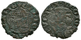 ENRIQUE III (1390-1406). 1/2 Blanca. (Ae. 1,03g/19mm). Sevilla. (FAB-607 var). Anv: Castillo, debajo S, dentro de gráfila lobular, alrededor leyenda: ...